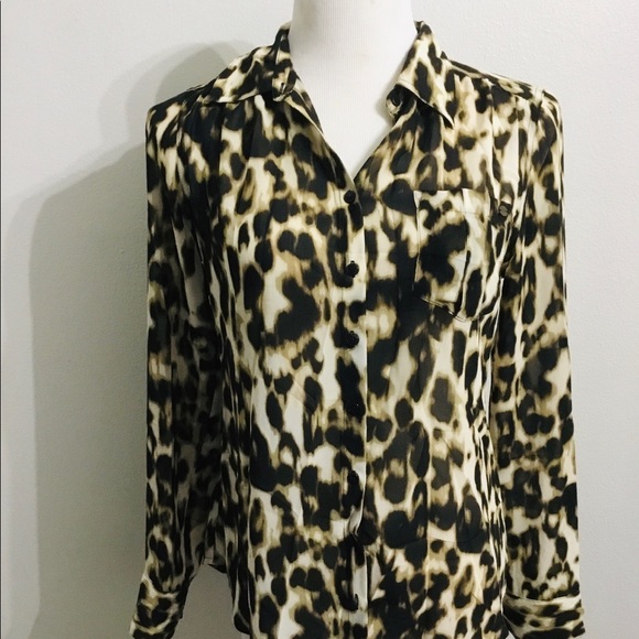 Guess Tops - Guess leopard button down blouse small